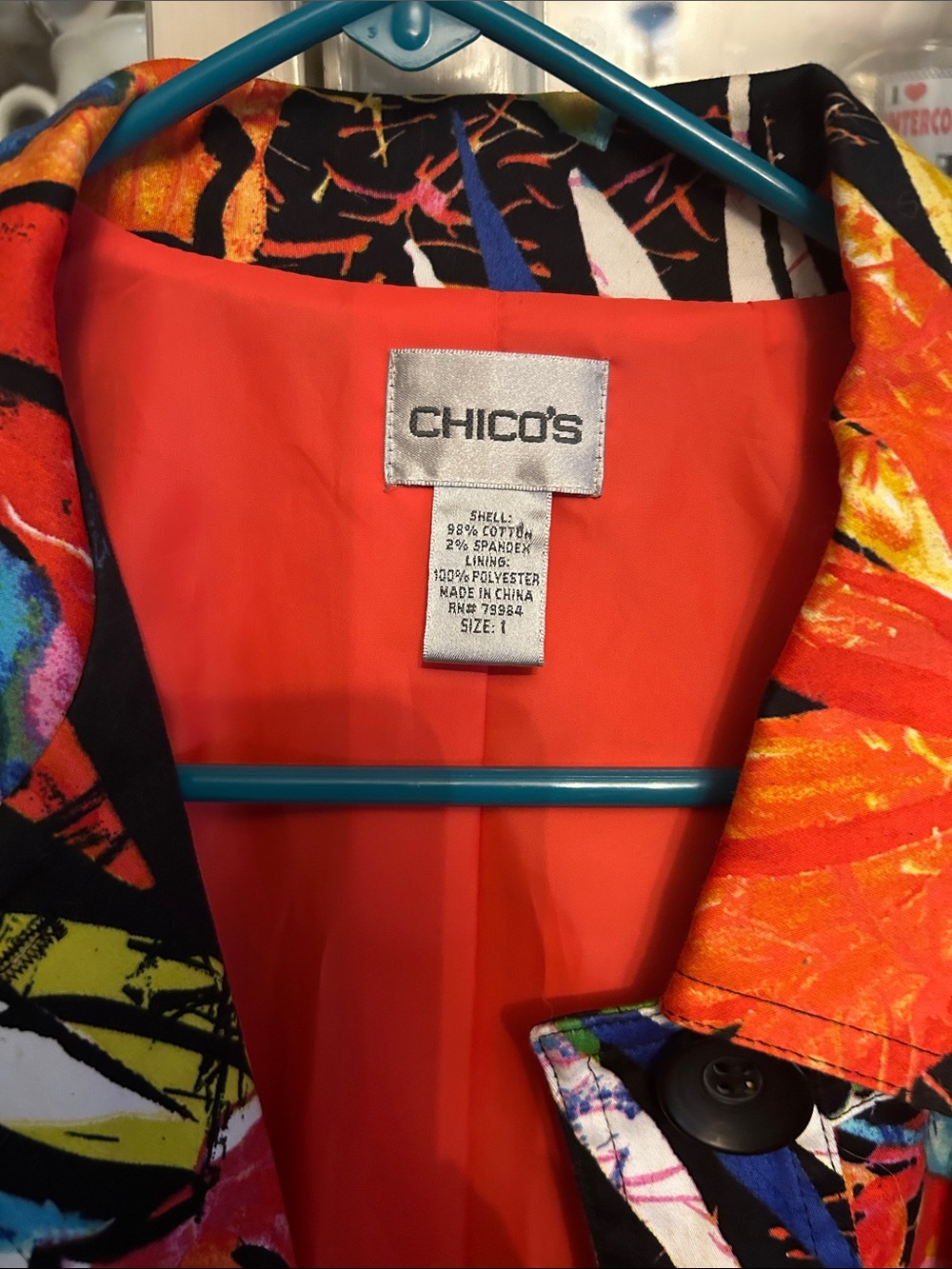 Chico's Multi-Color Tropical Print Jacket size 1 - Picture 2 of 4